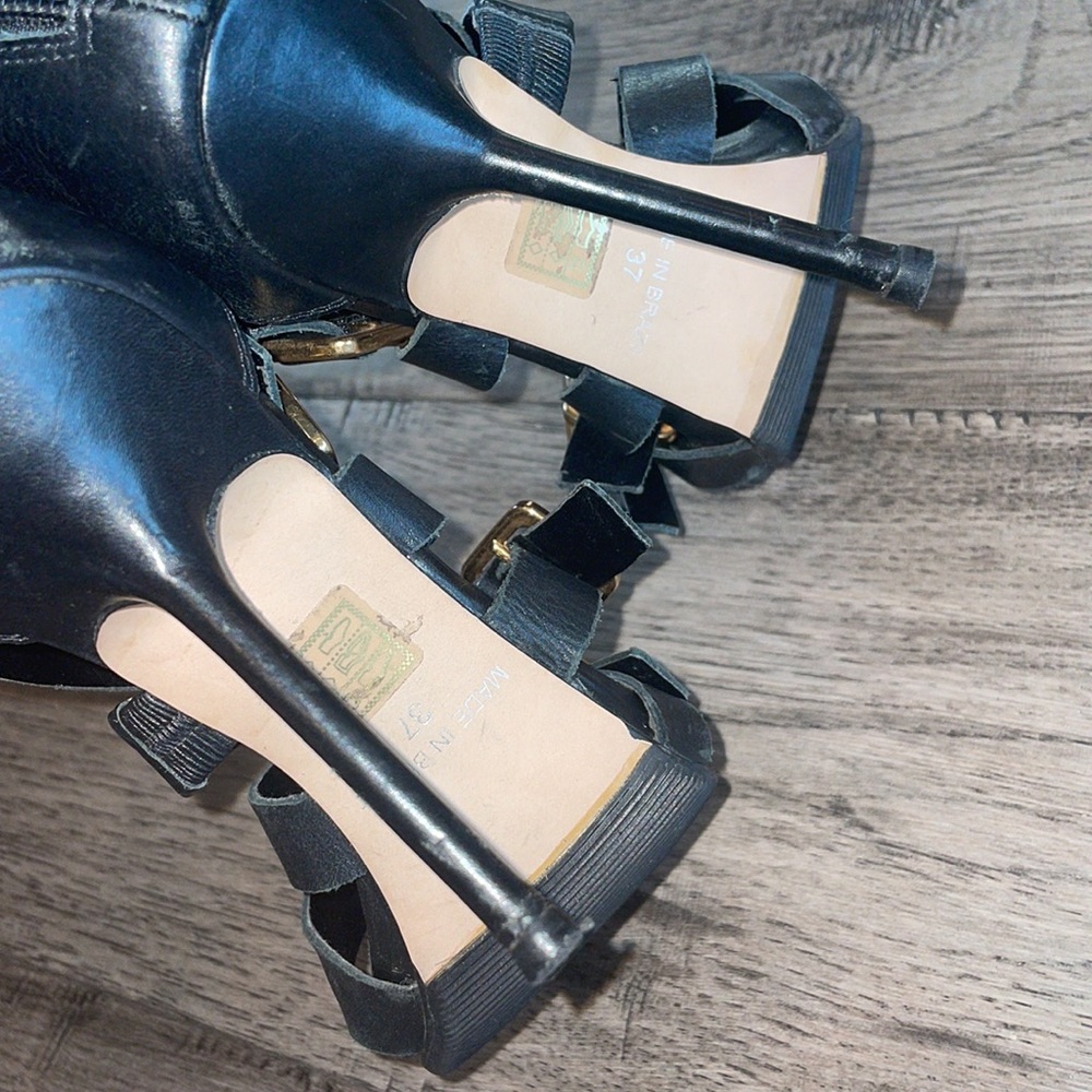 KURT GEIGER CARVELA BLACK STRAPPED HIGH HEELS SIZE 7 (37 EU) - Picture 12 of 13